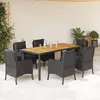 Image de Vidaxl Ensemble à manger de jardin 7 pcs Résine tressée - Noir