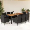 Image de vidaXL Ensemble à manger - Noir - Résine tressée - 9 pcs