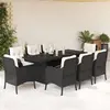 Image de vidaXL Ensemble à manger de jardin 9 pcs coussins noir résine tressée