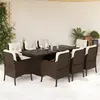 Image de vidaXL Ensemble à manger de jardin et coussins 9 pcs - Marron poly rotin