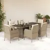 Image de vidaXL Ensemble à manger de jardin - Beige Poly Rotin