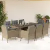 Image de VIDAXL Ensemble à manger de jardin coussins 9 pcs - Beige