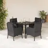 Image de VIDAXL Ensemble à manger 5 pcs noir résine tressée