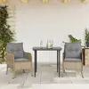 Image de vidaXL Ensemble à manger jardin 3 pcs - Beige Poly Rotin