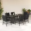 Image de vidaXL Ensemble à manger de jardin 7pcs - Noir