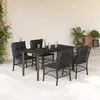 Image de vidaXL Ensemble à manger de jardin 5 pcs noir - Résine tressée