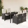 Image de vidaXL Ensemble à manger de jardin 5 pcs Résine tressée - Noir