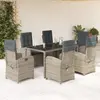 Image de vidaXL Ensemble à manger de jardin et coussins 7 pcs - Gris rotin