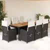 Image de vidaXL Ensemble à manger 9 pcs avec coussins - Résine tressée noir