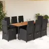 Image de Vidaxl Ensemble à Manger de Jardin 9 pcs - Noir / Résine Tressée