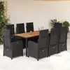 Image de Vidaxl Ensemble à manger de jardin 9 pcs - Noir