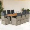 Image de vidaXL Ensemble à manger de jardin, 9 pcs - Gris