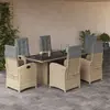 Image de vidaXL Ensemble à manger 7 pcs Beige