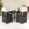 Image de VidaXL Ensemble à manger de jardin - Coussins 5pcs Noir