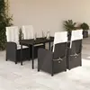 Image de vidaXL Ensemble à manger de jardin 5 pcs - Noir résine tressée