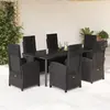 Image de vidaXL Ensemble à manger de jardin 7 pcs - Noir résine tressée