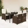 Image de vidaXL Ensemble à manger de jardin 5 pcs et coussins marron poly rotin