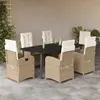 Image de vidaXL Ensemble à manger de jardin 7 pcs - Beige
