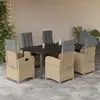 Image de vidaXL Ensemble à manger de jardin - 7 pcs beige rotin