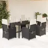 Image de vidaXL Ensemble à manger 7pcs - Noir