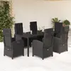 Image de Ensemble à manger de jardin coussins 7pcs noir - vidaXL