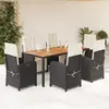 Image de Vidaxl Ensemble Salle à Manger Jardin 7 pcs - Noir Résine Tressée