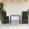 Image de vidaXL Ensemble de bistro 3 pcs avec coussins - Noir