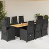 Image de vidaXL Ensemble à manger de jardin 9 pcs - Noir résine tressée