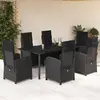 Image de vidaXL Ensemble à manger de jardin 7 pcs - Noir, résine tressée