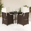 Image de vidaXL Ensemble à manger de jardin 5 pcs - Marron Poly rotin