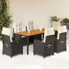 Image de vidaXL Ensemble à manger de jardin 7pcs - Noir