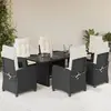 Image de vidaXL Ensemble à manger jardin coussins 7pcs - Noir