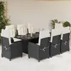 Image de vidaXL Ensemble à manger de jardin 9pcs - Coussins noir - Résine tressée