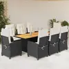 Image de VidaXL Ensemble 9pcs Noir - Résine Tressée