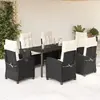 Image de Ensemble à manger de jardin VIDAXL - 7 pcs noir résine tressée