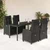 Image de vidaXL Ensemble à Manger - 5 pcs - Noir Rotin