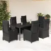 Image de vidaXL Ensemble à manger 7 pcs noir