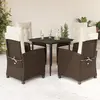 Image de vidaXL Ensemble à Manger de Jardin 5 pcs - Marron - Poly Rotin