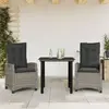 Image de vidaXL Ensemble à manger de jardin 3 pcs Résine tressée Gris