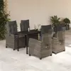 Image de VIDAXL Ensemble à manger 5 pcs - Gris résine tressée