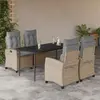 Image de vidaXL Ensemble à Manger - Résine Tressée - Beige