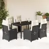 Image de VIDAXL Ensemble à manger 7 pcs noir résine tressée