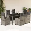 Image de vidaXL Ensemble à manger 7 pcs avec coussins - Rotin gris