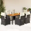 Image de vidaXL Ensemble à manger jardin 7pcs - Noir