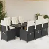 Image de vidaXL Ensemble à manger 9pcs noir
