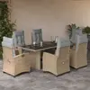 Image de vidaXL Ensemble à manger de jardin coussins 7 pcs mélange beige rotin