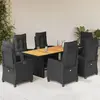 Image de vidaXL Ensemble à manger de jardin 7pcs - Coussins noir - Résine tressée