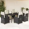 Image de vidaXL Ensemble à manger jardin coussins 7pcs - Noir résine tressée