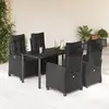 Image de vidaXL Ensemble à manger 5 pcs noir résine tressée