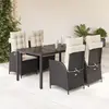 Image de vidaXL Ensemble à Manger 5 Pcs - Noir Résine